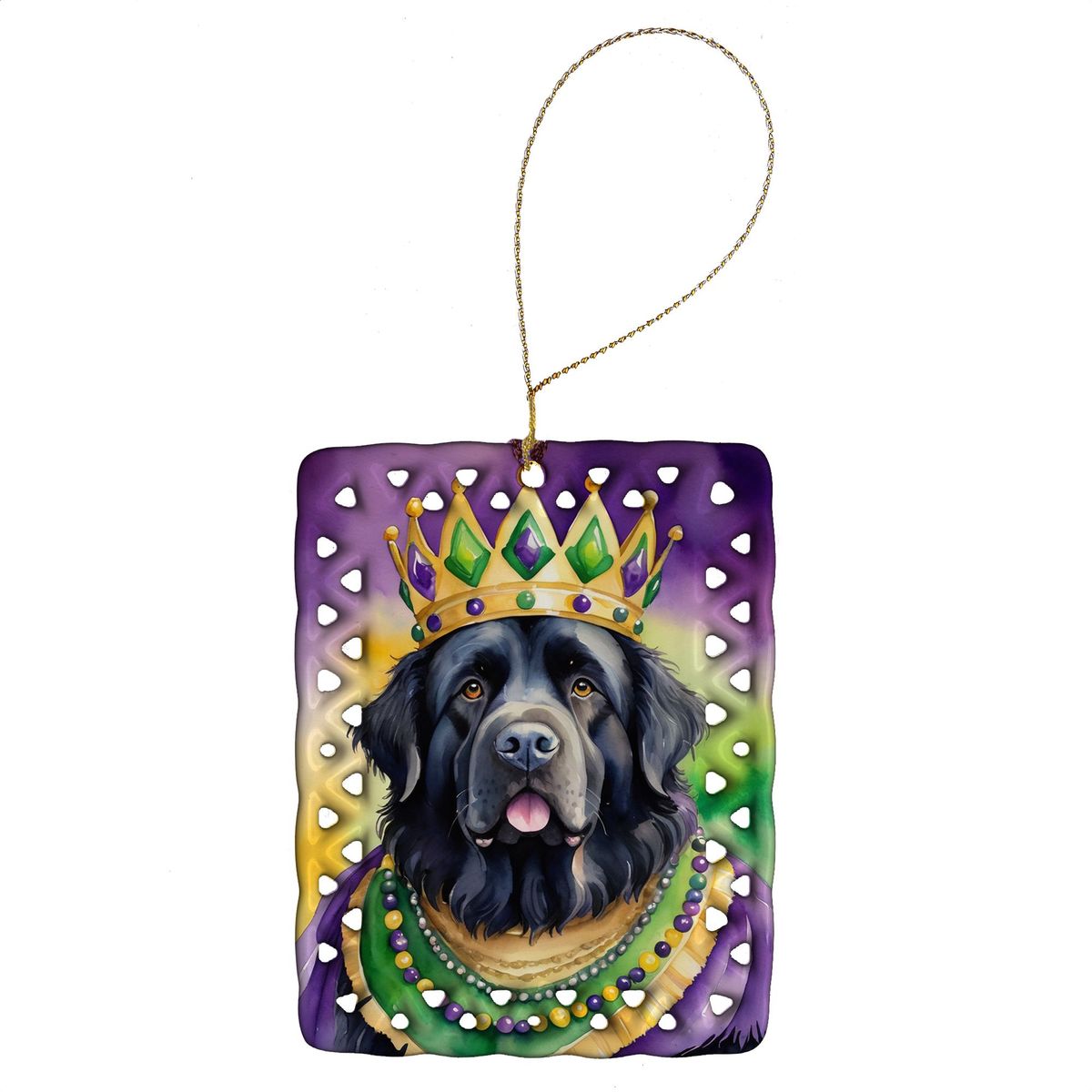 Newfoundland King Of Mardi Gras Porcelain Ornament Christmas Tree Hanging Decorations For Home Christmas Holiday, Rectangle, Gift, Multicolor_maomaolike.com