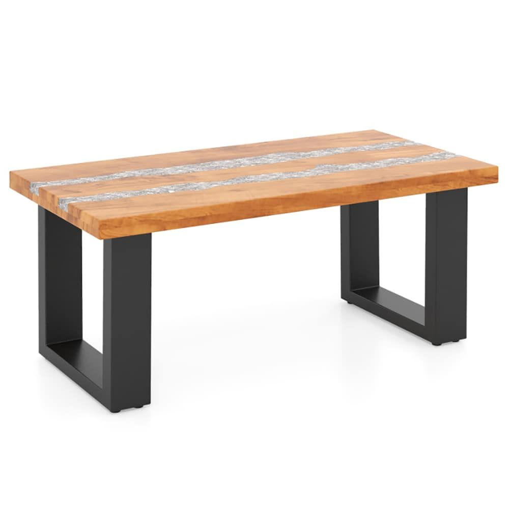 Premium Teak Wood Patio Table With River-Inspired Epoxy Tabletop – Durable, Waterproof & Stylish Outdoor Coffee Table For Garden, Poolside_maomaolike.com