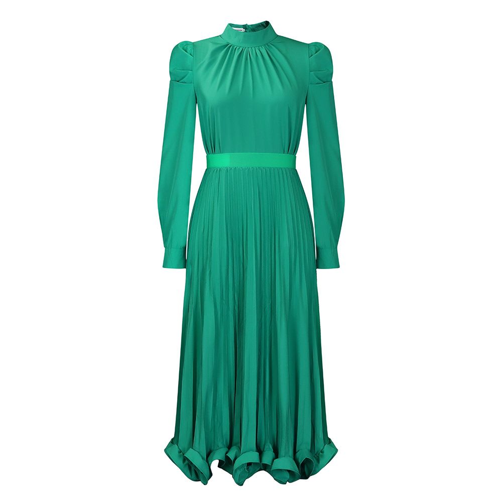 Women's Clothing women's autumn puff sleeve top pleated skirt two piece suit_maomaolike.com