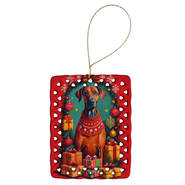 Rhodesian Ridgeback Holiday Christmas Porcelain Ornament Christmas Tree Hanging Decorations For Home Christmas Holiday, Rectangle, Gift, Multicolor_maomaolike.com