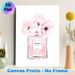 Floral Perfume Bottle Painting Poster, Delicate Watercolor Pink Flower & Perfume Bottle Poster, Elegant Decorative Piece Ideal For Bedroom, Dressing_maomaolike.com