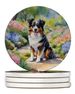 Australian Shepherd Spring Garden Large Sandstone Coasters Pack Of 4 Absorbent Round Coasters Decor Gifts For Men Or Women, 4 In, Multicolor_maomaolike.com