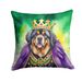 Tibetan Mastiff King Of Mardi Gras Throw Pillow Machine Washable, Indoor Outdoor Decorative Pillow For Couch, Bed Or Patio, 14Hx14W_maomaolike.com