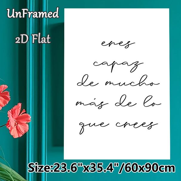 Spanish Inspirational Quote Painting Poster, Minimalist Elegant Cursive Script Poster, Motivational Message To Uplift Mood, Suitable For Home Office_maomaolike.com
