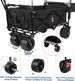 Collapsible Wagon Heavy Duty Folding Wagon Cart With Removable Canopy, 4" Wide Large All Terrain Wheels, Brake, Adjustable Handles,Cooler Bag Utility Carts For Outdoor Garden Beach_maomaolike.com