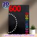 Technology Themed Painting Poster, Vibrant Rainbow Text & Bold Red Number 600 With Dotted Line On Dark Textured Poster, Modern Minimalist Style, Ideal_maomaolike.com