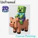 Pixel Zombie & Pig Painting Poster, Vibrant Pixelated Zombie Riding Pig Poster, Nostalgic Game-themed Decor Ideal For Game Room, Bedroom_maomaolike.com