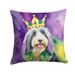 Bearded Collie King Of Mardi Gras Throw Pillow Machine Washable, Indoor Outdoor Decorative Pillow For Couch, Bed Or Patio, 14Hx14W_maomaolike.com