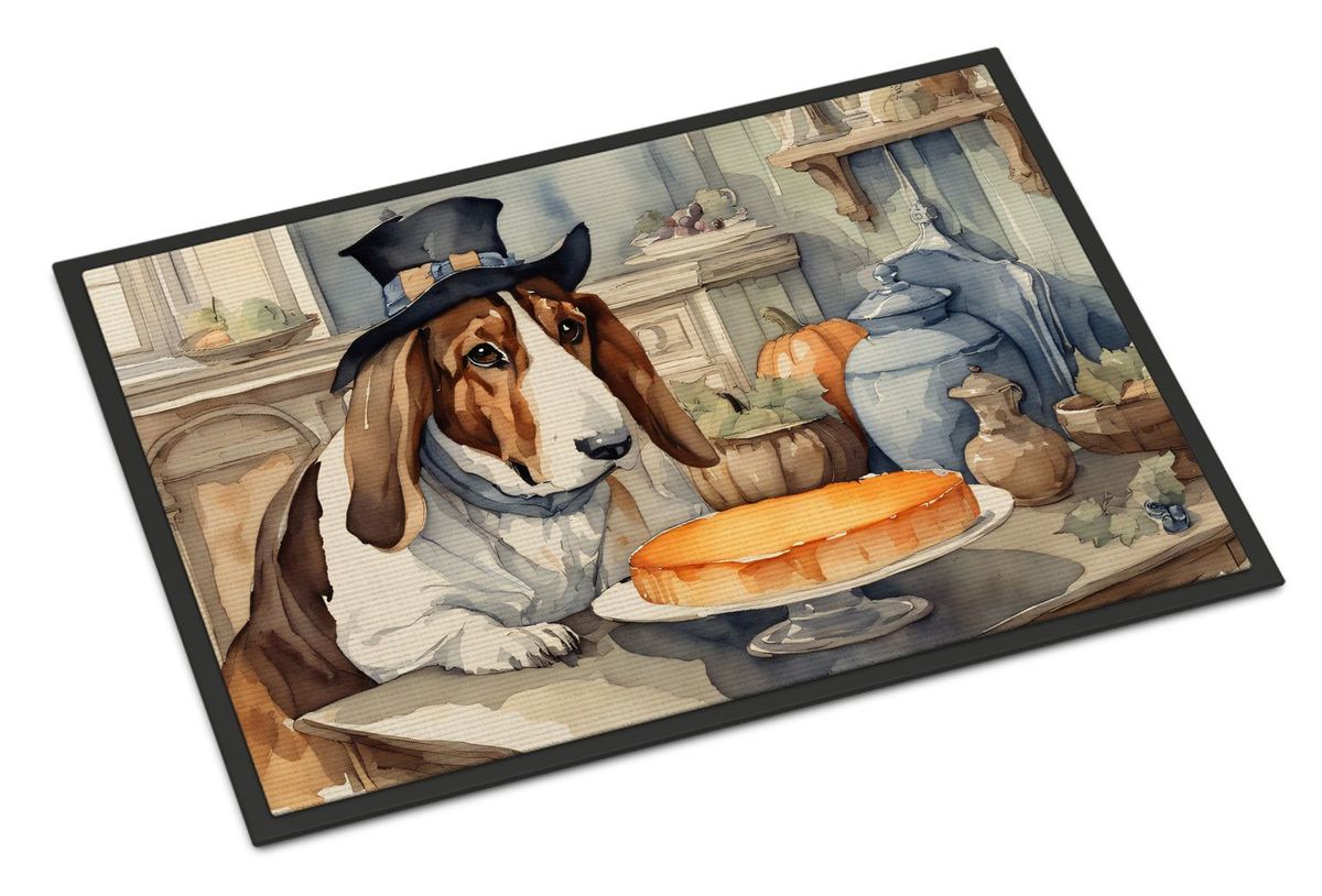 Basset Hound Fall Kitchen Pumpkins Doormat Front Door Mat Indoor Outdoor Rugs For Entryway, Non Slip Washable Low Pile, 24H X 36W_maomaolike.com