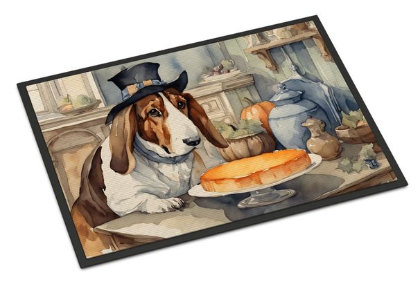 Basset Hound Fall Kitchen Pumpkins Doormat Front Door Mat Indoor Outdoor Rugs For Entryway, Non Slip Washable Low Pile, 24H X 36W_maomaolike.com