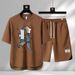 Men's Clothing Summer fashion brand new casual short sleeved sports five point pants two piece suit men's large size loose T shirt top_maomaolike.com