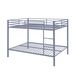 Full Over Full Bunk Bed, Heavy Duty Metal Bunk Bed Frame With Built-in Ladder And Safety Guard Rail, Low Metal Bunk Bed Frame For Kids, No Boxspring Required, For Small Spaces,Gray_maomaolike.com