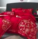 Manufacturer Wholesale 100% 60s Long Staple Four-Piece Set Pure Cotton Bright Red Wedding Room Embroidered Bedding_maomaolike.com