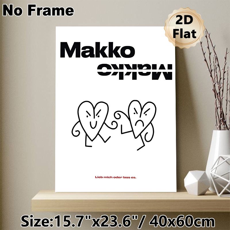 Cartoon Heart Themed Painting Poster, Minimalist Black & White Playful Anthropomorphic Hearts Poster, Quirky Expressive Design Ideal For Bedroom_maomaolike.com