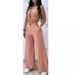 Women's clothing solid color short vest vest drape high waist wide leg pants suit_maomaolike.com
