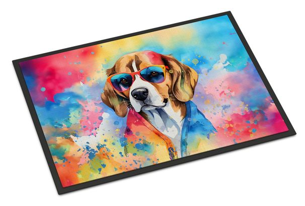Beagle Hippie Dawg Doormat Front Door Mat Indoor Outdoor Rugs For Entryway, Non Slip Washable Low Pile, 24H X 36W_maomaolike.com