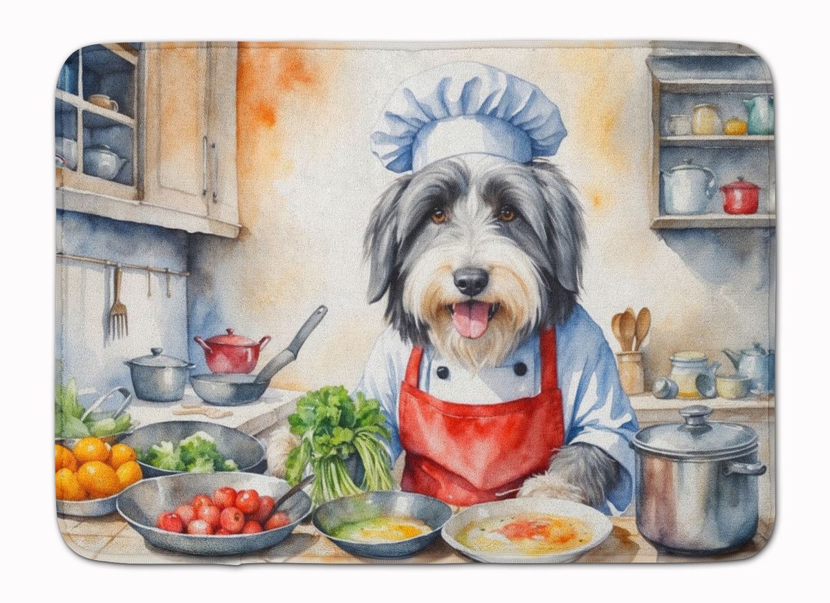 Bearded Collie The Chef Memory Foam Kitchen Mat Machine Washable Anti-Fatigue Mat Cushion Comfort Bath Mat Or Kitchen Rug_maomaolike.com