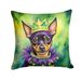 Miniature Pinscher King Of Mardi Gras Throw Pillow Machine Washable, Indoor Outdoor Decorative Pillow For Couch, Bed Or Patio, 18Hx18W_maomaolike.com