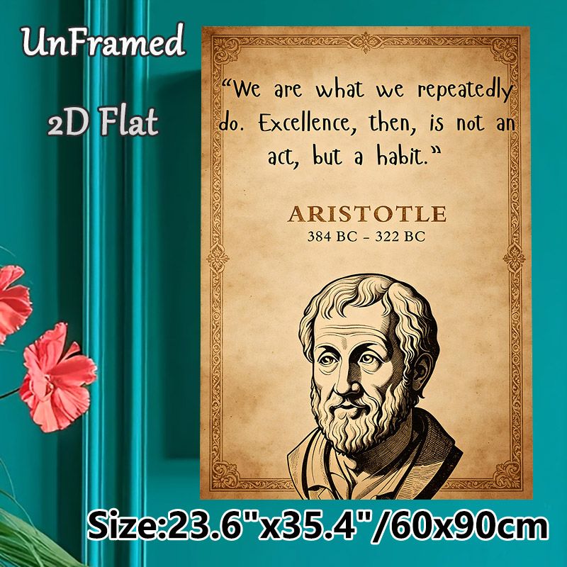 Aristotle Inspirational Quote Painting Poster, Vintage-style Portrait & Motivational Slogan Poster, Thought-provoking Decor Ideal For Home Office_maomaolike.com