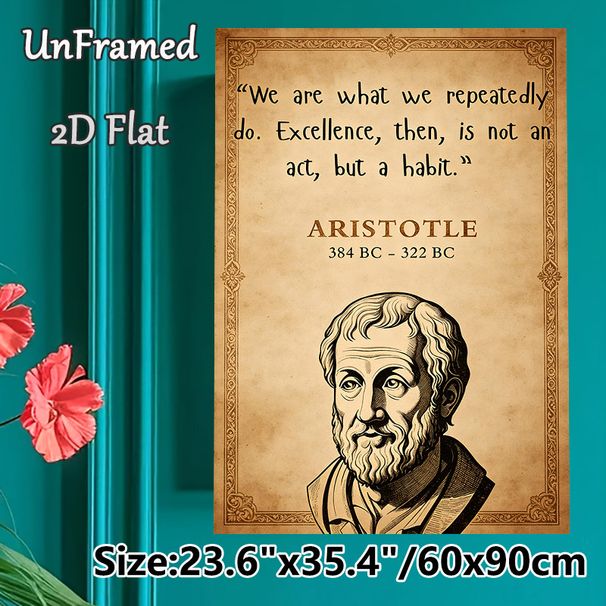 Aristotle Inspirational Quote Painting Poster, Vintage-style Portrait & Motivational Slogan Poster, Thought-provoking Decor Ideal For Home Office_maomaolike.com