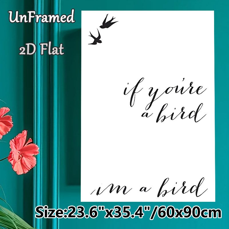 Bird & Quote Themed Painting Poster, Minimalist Black & White Calligraphy Poster, Elegant Quote With Flying Birds Design, Ideal For Bedroom, Living_maomaolike.com