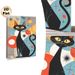Mid-Century Modern Black Cat Painting Poster, Vibrant Retro Geometric Abstract Cat Poster, Stylish Starburst & Color-blocked Design Adds Artistic_maomaolike.com
