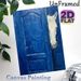 White Horse Peeking From Door Painting Poster, Textured Impasto Style Blue Door & White Horse Poster, Unique Artistic Wall Decor Suitable For Living_maomaolike.com