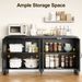 Rattan Sideboard Buffet Cabinet With Storage, 59'' Large Boho Storage Cabinet With 4 Doors And Adjustable Shelves, Black Wood Console Table For Kitchen, Entryway, Dining Room, Living Room_maomaolike.com