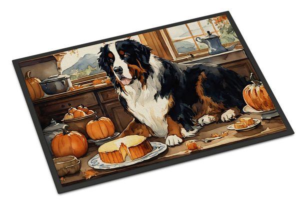 Bernese Mountain Dog Fall Kitchen Pumpkins Doormat Front Door Mat Indoor Outdoor Rugs For Entryway, Non Slip Washable Low Pile, 24H X 36W_maomaolike.com