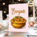 Biryani Food Painting Poster, Vibrant Cartoon Style Delicious Chicken Biryani In Golden Bowl Poster, Eye-catching Culinary Art Ideal For Restaurant_maomaolike.com