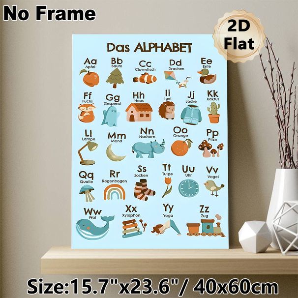 German Alphabet Painting Poster, Cute Cartoon Illustrated Poster, Aids German Vocabulary Learning, Suitable For Language Study Spaces And Home_maomaolike.com