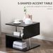 20" Modern End Table, Accent Side Table, S-Shaped Coffee Table With Storage Shelf And Steel Poles, Black_maomaolike.com