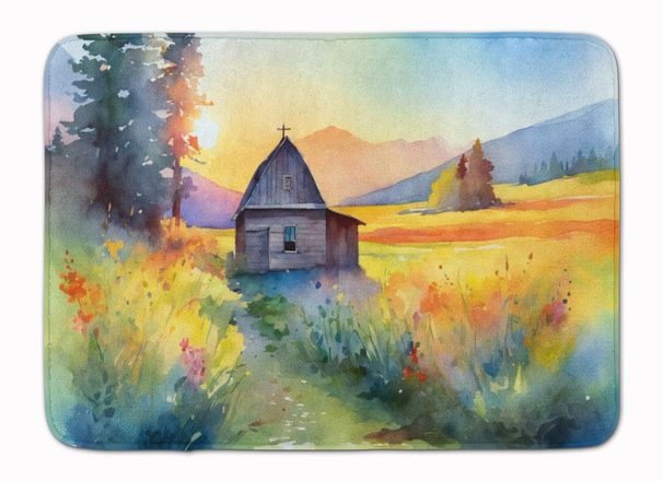 Montana Bitterroot In Watercolor Memory Foam Kitchen Mat Machine Washable Anti-Fatigue Mat Cushion Comfort Bath Mat Or Kitchen Rug_maomaolike.com