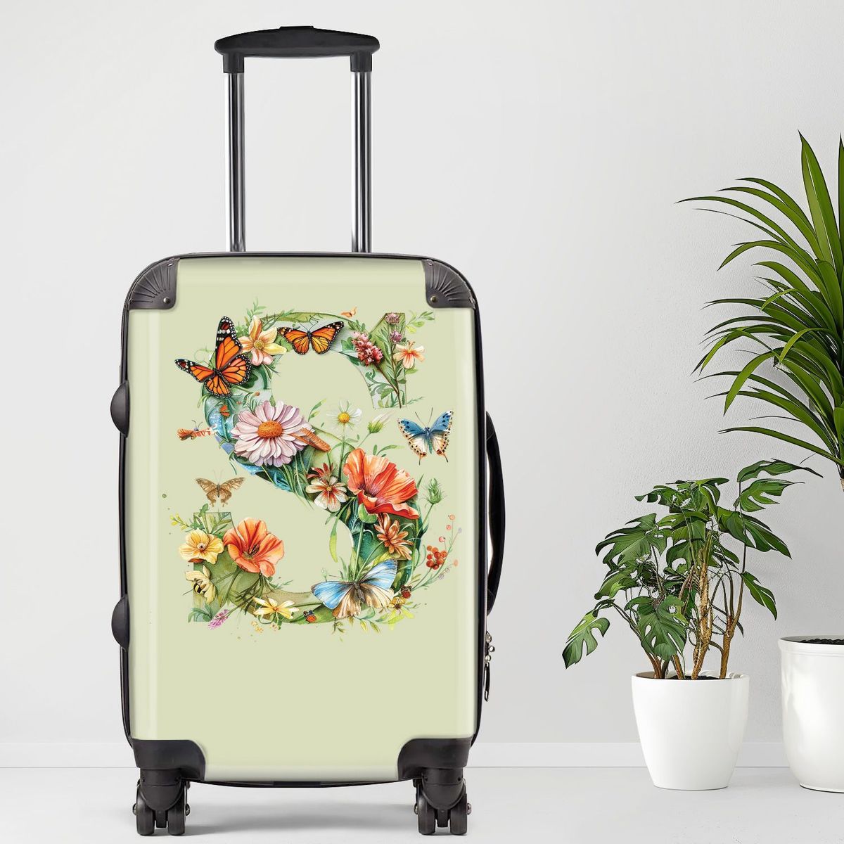 Letter S Luggage, 20/24/28 Inch Luggage, Carry-On, Custom Luggage, Luggage Set, Suitcase, Travel, Vacation, Cabin Suitcase, Custom Suitcase, Personalized Luggage_maomaolike.com