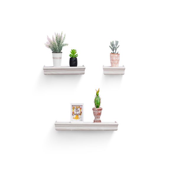 Floating Shelves 17.9" Wall Mounted Wood Shelves For Bathroom, Bedroom, Living Room, Kitchen, Hanging Shelf For Books/Storage/Decor With Invisible Brackets, White_maomaolike.com