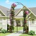 87 Inch Tall Garden Arch With Gate Planter Shelves Climbing Trellises With 2 Side Shelves For Wedding Arch, Yard Entrance, Garden Climbing Pergola, Etc_maomaolike.com