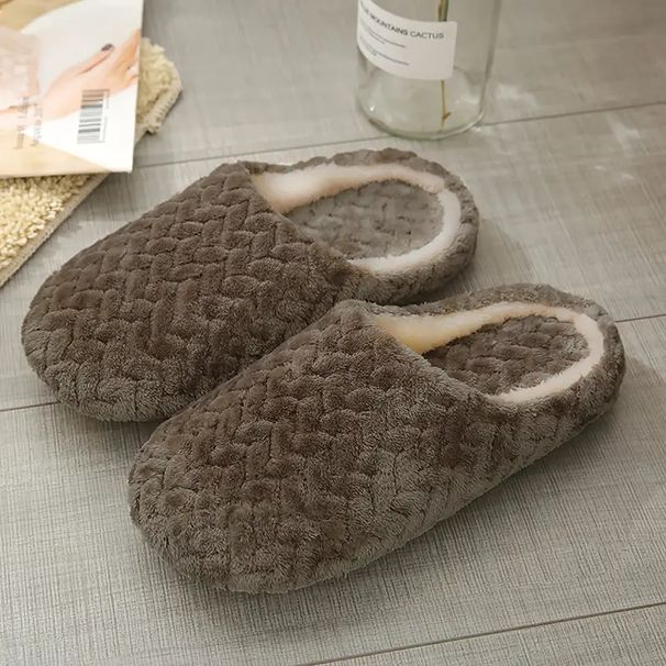 Unisex Fluffy Home Slippers Soft Lightweight Anti Slip Comfortable Indoor Slides For Autumn Winter_maomaolike.com