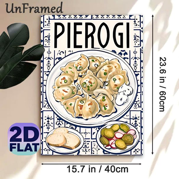 Pierogi Themed Painting Poster, Vintage Illustrated Polish Cuisine Scene Poster, Appetizing Traditional Food Display, Ideal For Kitchen And Dining_maomaolike.com