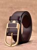 HOT Men's first-layer cowhide belt, simple, fashionable and trendy, gift-giving, genuine leather belt with copper buckle_maomaolike.com