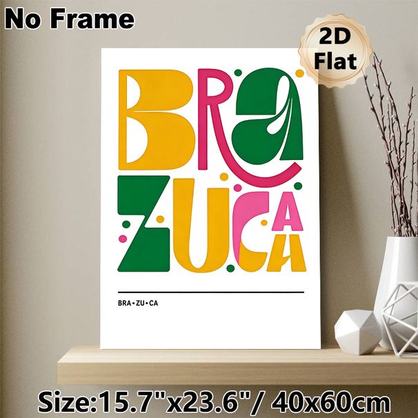 Brazilian Brazuca Typography Painting Poster, Vibrant Color-blocked Graphic Lettering Poster, Artistic Typographic Decor Suitable For Living Room_maomaolike.com