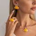 Ingemark 8 Colors Vintage Acrylic Resin Oval Pendant Necklace Stud Earrings Ring For Women Bridal Elegant Jewelry Set_maomaolike.com