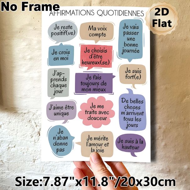 French Daily Affirmations Painting Poster, Vibrant Speech Bubble Style Poster, Uplifting Positive French Phrases, Ideal For Home And Office Decor_maomaolike.com