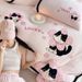 Girlish Heart Autumn Winter Thickened Milk Velvet Four-Piece Set Cute Cat Embroidery Duvet Cover 1.8m Ultra Soft Bedding_maomaolike.com