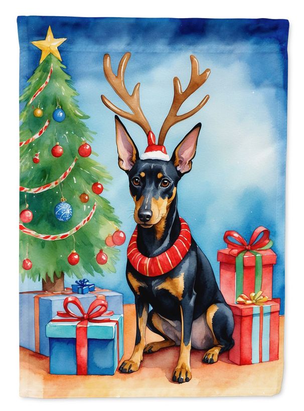 Terrier Christmas Reindeer Garden Flag Mailbox Flag Decorative Yard Flag Banner Outside Patio Artwork Yard Flower Beds, Garden Size, Multicolor_maomaolike.com