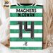Football Jersey No.14 Painting Poster, Vibrant Green & White Striped Sports Jersey Poster, Collectible Signed Sports-themed Decor For Game Rooms And_maomaolike.com