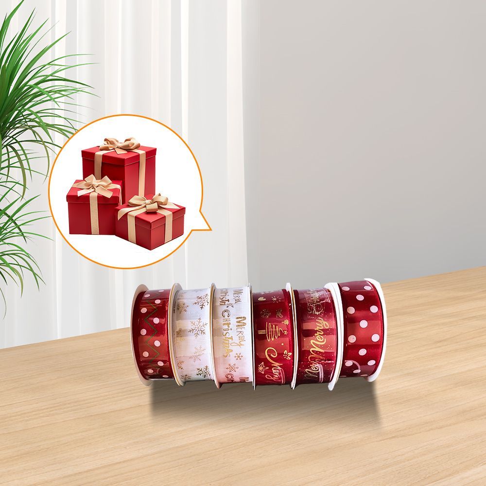 Christmas Decor Essentials - 2.5cmX3m Mixed Ribbon Rolls_maomaolike.com