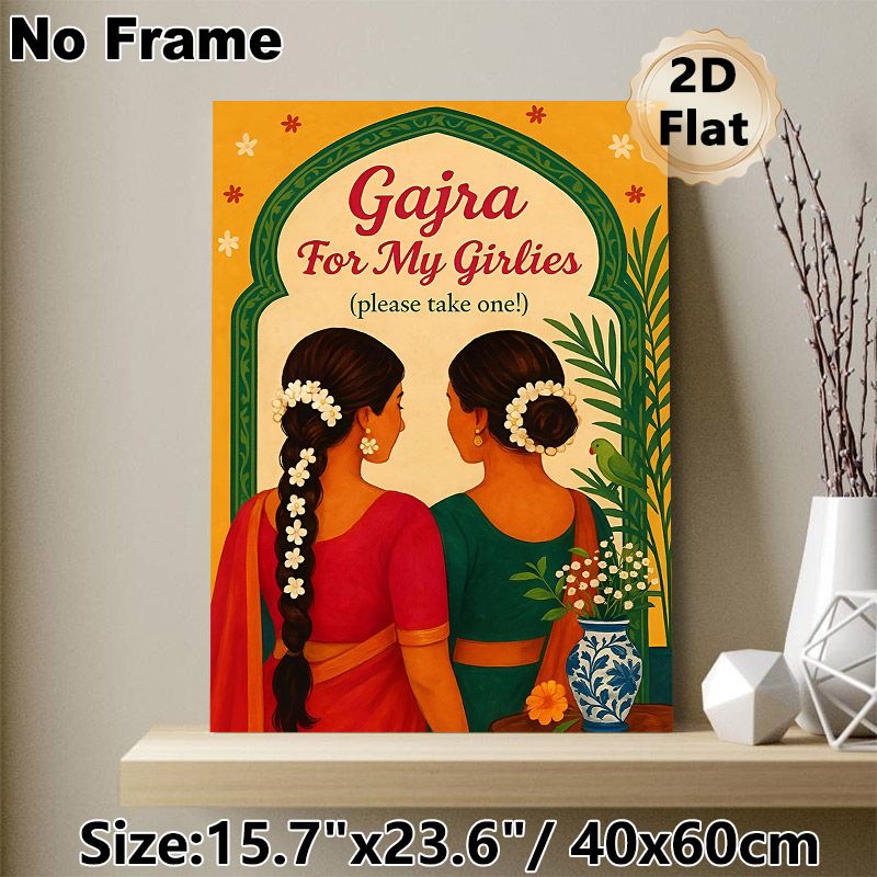 Gajra Themed Painting Poster, Warm-toned South Asian Folk Art Poster, Cultural Decorative Piece Suitable For Home Walls And Cultural Event Spaces_maomaolike.com