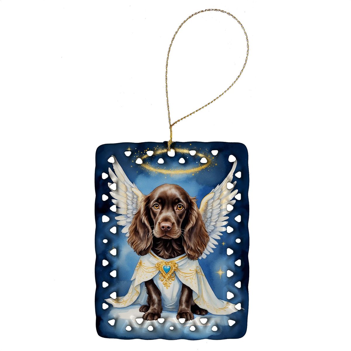 Boykin Spaniel My Angel Porcelain Ornament Christmas Tree Hanging Decorations For Home Christmas Holiday, Rectangle, Gift, Multicolor_maomaolike.com
