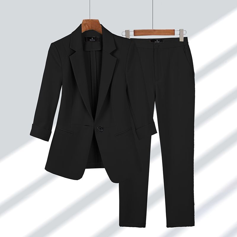 Spring Summer New Elegant Su Jacket Matching Set Women's Korean Chic Blazers Coat Pants 2 Piece Female Professional_maomaolike.com