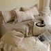 Princess Style French High Weight Linen Crinkle Yarn Lace Four-Piece Set Single Duvet Cover_maomaolike.com